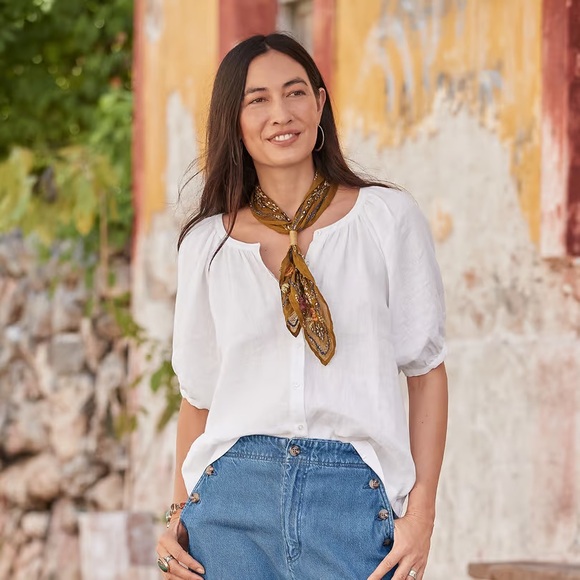 Sundance Tops - NWOT Sundance Graceful Days White 100% Linen Button Top